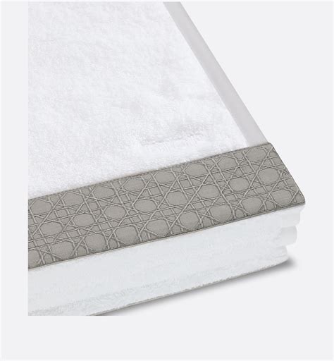 Bath Towel Gray Woven Cannage Band 